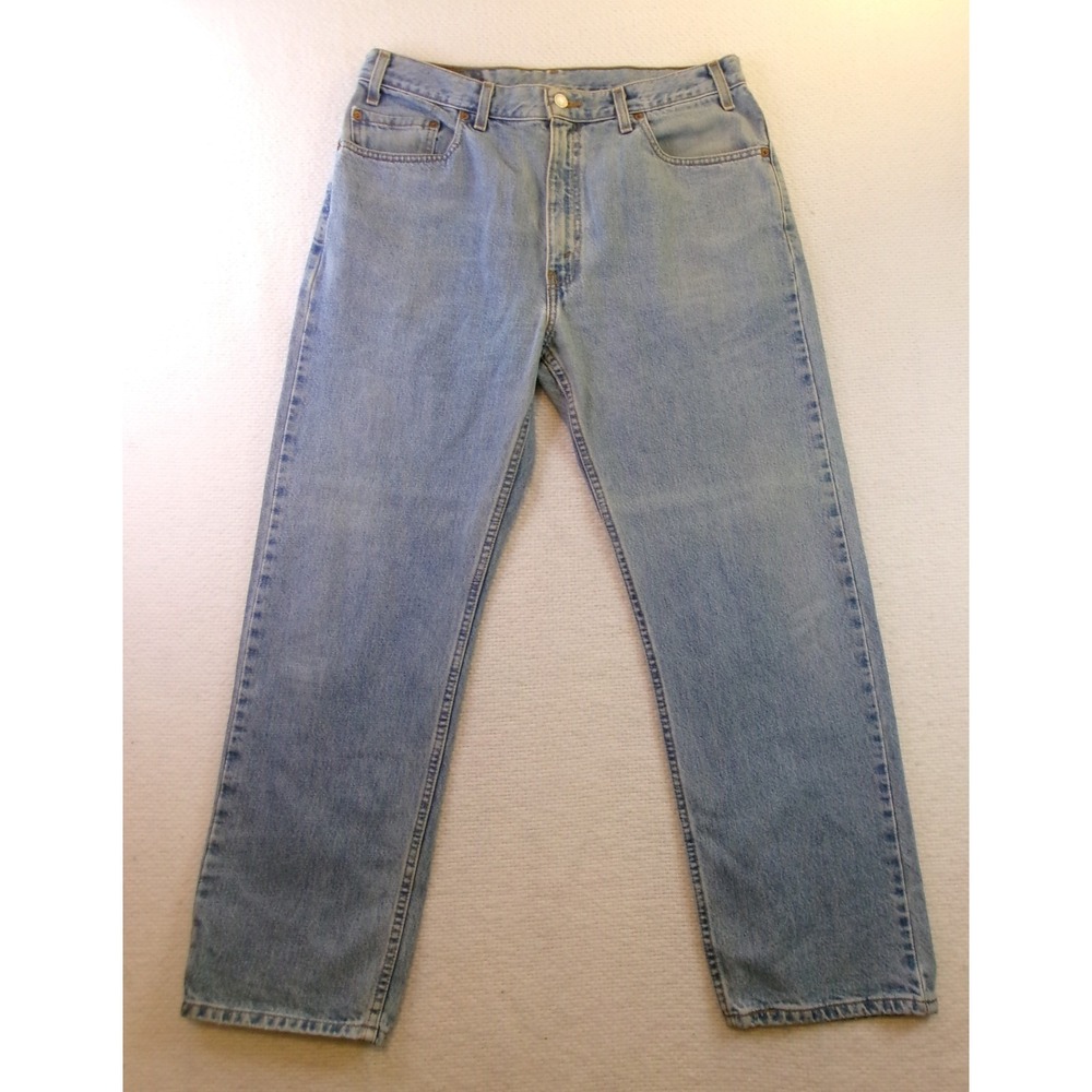 Levi's‎ Mens 38x30 505 Regular Fit Straight Leg Jeans Light Wash Blue 00505-4834